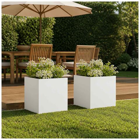 Vaso da giardino 2 pz Bianco 35 x 35 x 35 cm - Foto 2