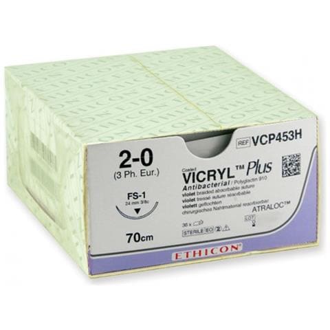 SUTURA ASSORBIBILE ETHICON VICRYL PLUS - 2/0 ago 24 mm - Foto 1