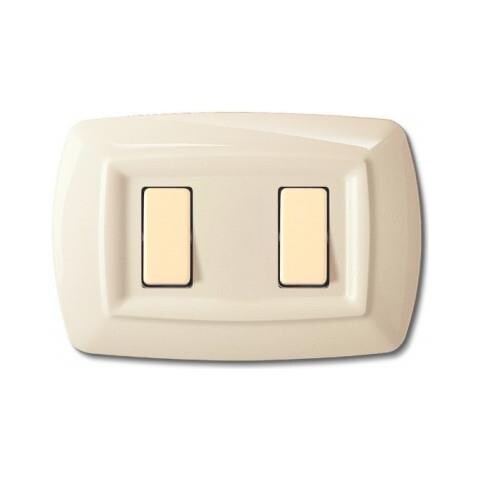 Placca Coprinterruttori Per Serie Tondo' 2 Posti Avorio - Foto 1