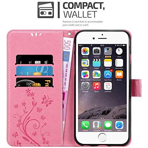 Custodia Compatibile Con Apple Iphone 6 / Iphone 6s In Rosa Fiore - Coperchio Protettivo In Design Floreale Con Chiusura Magnetica, Funzione Stand E Slot Per Carte - Foto 2