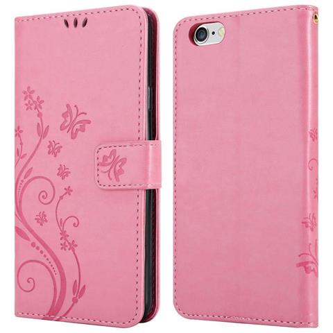Custodia Compatibile Con Apple Iphone 6 / Iphone 6s In Rosa Fiore - Coperchio Protettivo In Design Floreale Con Chiusura Magnetica, Funzione Stand E Slot Per Carte - Foto 11