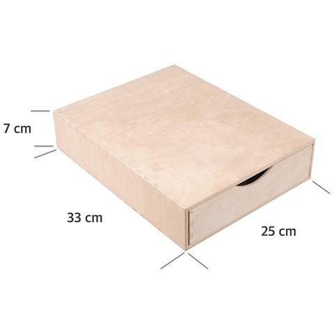 Mini Cassettiera In Legno | 1 Cassetto | 33 X 25 X 7 Cm (+ / - 1 Cm) | Scatola Armadio Di Stoccaggio | Compensato Non Verniciato | Perfetto Per Conservare, Decoupage E Decorazioni - Foto 5