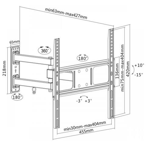 PLB-3644 55" Nero supporto da parete per tv a schermo piatto - Foto 2