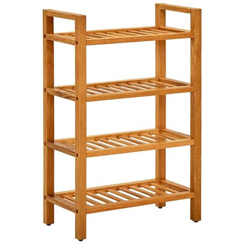 Scarpiera Con 4 Ripiani 50x27x80 Cm In Legno Massello Di Rovere - Foto 1