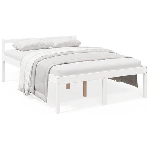 Letto per Anziani Bianco 135x190 cm Double in Legno di Pino - Foto 1