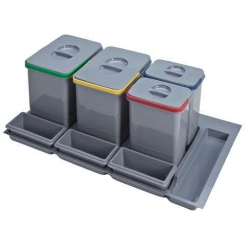 Pattumiera Practiko 90 Colore Grigio Capacità 2x12 Lt+2x5 Lt E Tre Vaschette - Foto 1