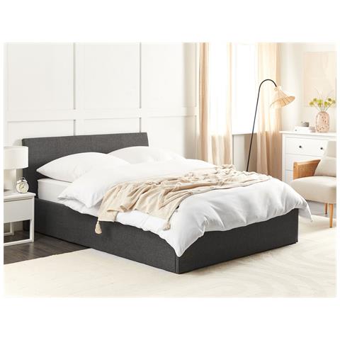 Letto Contenitore Tessuto Orbey 140 X 200 Cm Grigio - Foto 1