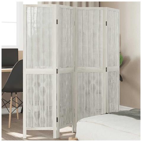 Divisorio Ambienti 4pannelli Bianco Legno Massello Di Paulownia - Foto 2