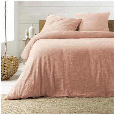 Set Biancheria Da Letto In Garza Di Cotone Rosa 240 X 220 Cm - Foto 1