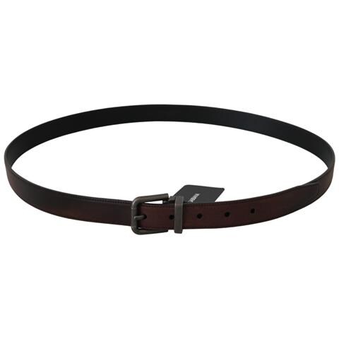 Cintura Fibbia Grigia Pelle Marrone Tinta Unita - 115 Cm / 46 Inches - Foto 3