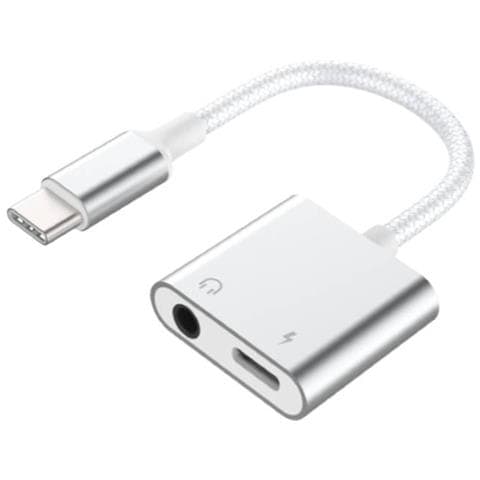 Adattatore 2 In 1 Da Usb-c A Jack Da 3,5 Mm/usb-c Rinforzato, Bianco - Foto 1