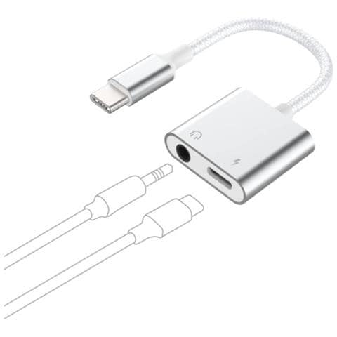 Adattatore 2 In 1 Da Usb-c A Jack Da 3,5 Mm/usb-c Rinforzato, Bianco - Foto 2