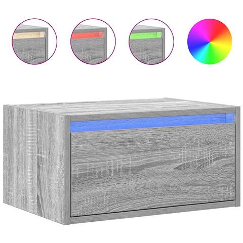 Comodino a Parete con luci LED Grigio Sonoma - Foto 1