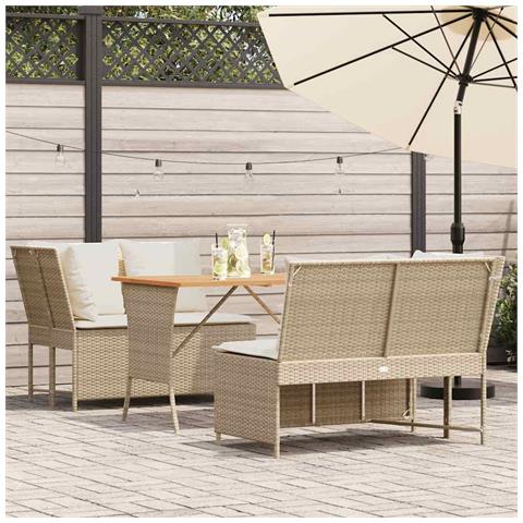 Set Divano da Giardino 3 pz con Cuscini Beige in Polyrattan - Foto 1