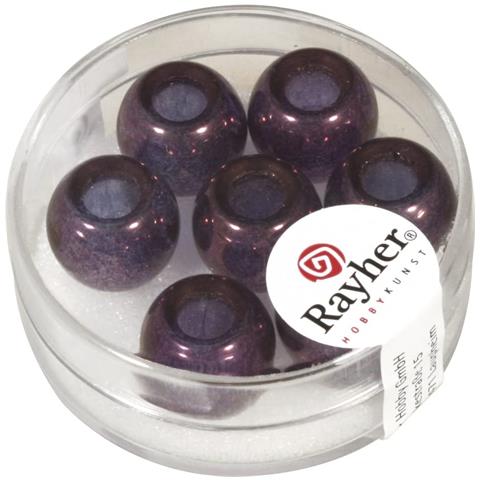 3 Pezzi - Perline In Vetro Con Foro Grande Ø12mm L. 5 Mm - Colore Prugna - Foto 1