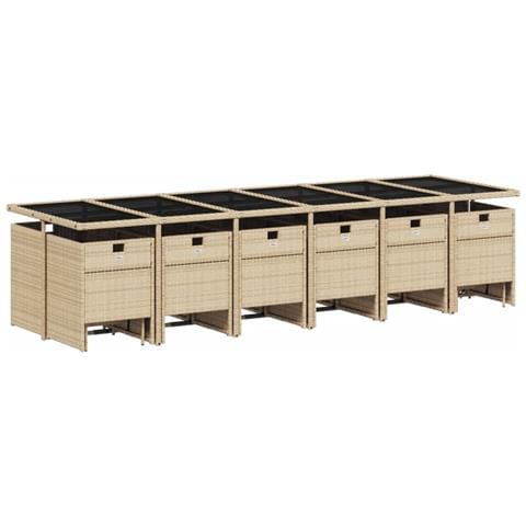 Set Pranzo Da Giardino 17 Pz Con Cuscini Beige Misto Polyrattan - Foto 3