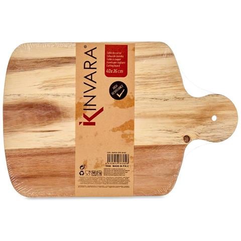 Tagliere In Legno Con Bordo Bianco 40cm 25,7x40x1,5 Cm. Colore Del Legno - Foto 4