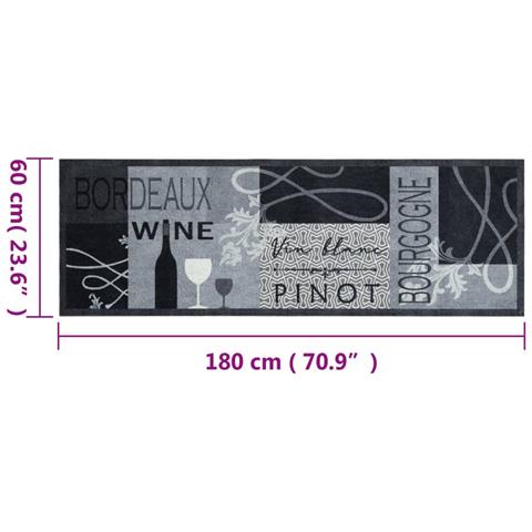 Lusso Casadino -  Tappeto Da Cucina Lavabile Grigio Vino 60x180 Cm In Velluto - Foto 5