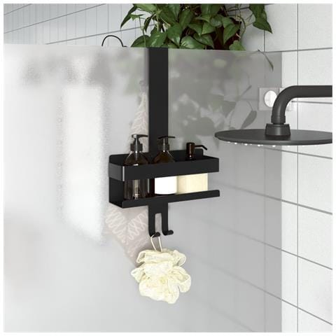 Lusso Casadino -  Mensola Doccia Pensile Nero Opaco Acciaio Inox 304 Spazzolato - Foto 8