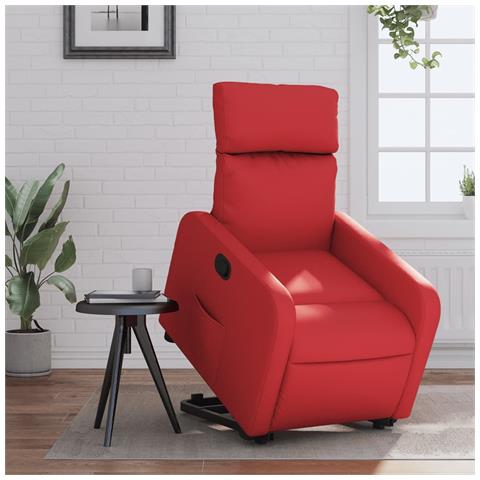 Poltrona Alzapersona Reclinabile Rosso In Similpelle - Foto 8