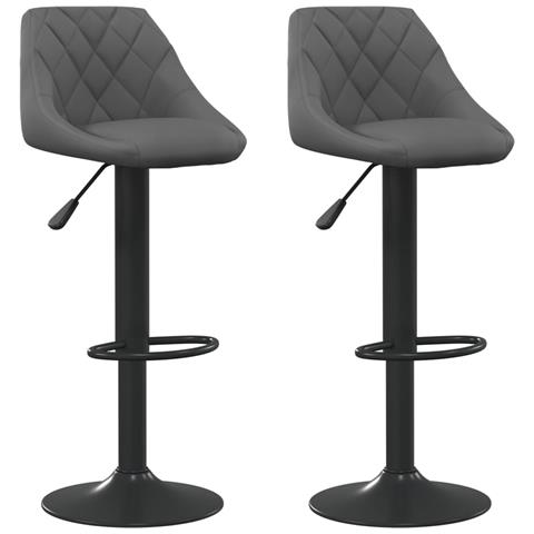 Sedie Da Bar 2 Pz Grigio Scuro In Velluto - Foto 1