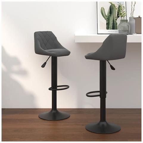 Sedie Da Bar 2 Pz Grigio Scuro In Velluto - Foto 8