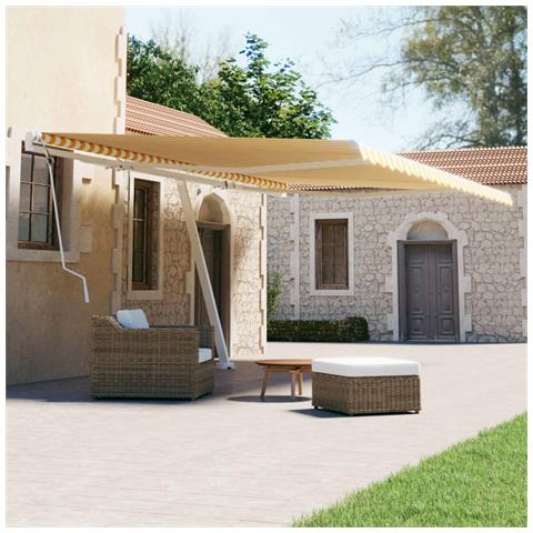 Lusso Casadino -  Tenda Da Sole Autoportante Manuale 500x300 Cm Gialla Bianca - Foto 8