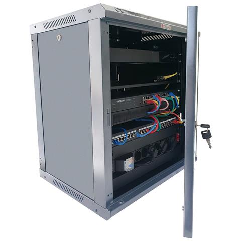 Armadio Rack 19" a Muro 9 Unità P. 600 mm Flat Pack Grigio - Foto 2