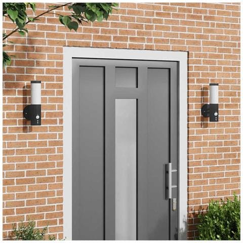 Lampada da Parete da Esterno con Sensore 2 pz Nera Acciaio Inossidabile IP44 - Foto 2