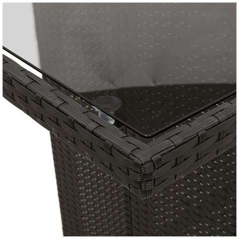 Tavolo da Giardino Piano in Vetro Nero 240x90x75 cm Polyrattan - Foto 9
