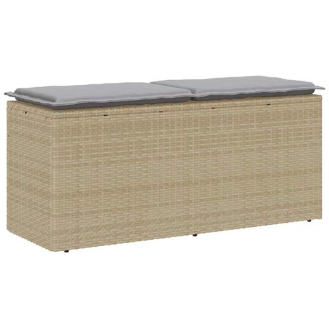 Panca da Giardino con Cuscino Beige 110x40x44 cm in Polyrattan - Foto 1