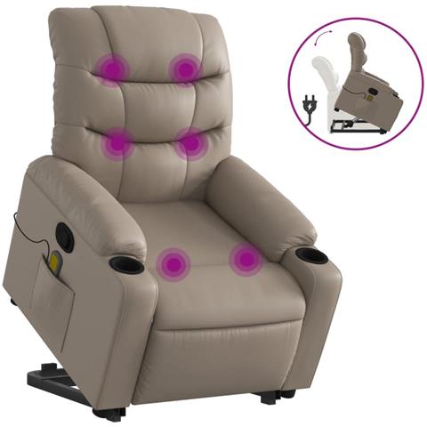 Poltrona Alzapersone Massaggi Reclinabile Cappuccino Similpelle - Foto 1