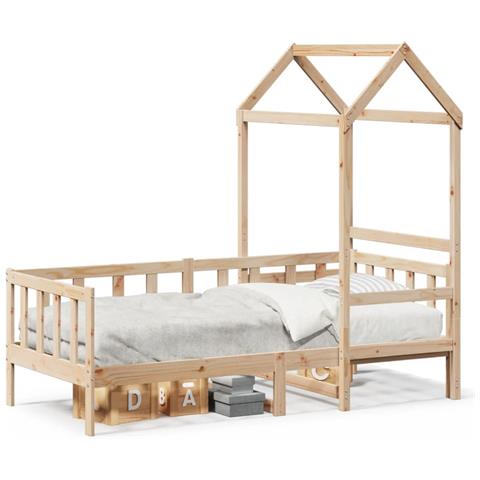 Dormeuse con Tetto 80x200 cm in Legno Massello di Pino - Foto 1