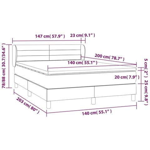 Giroletto a Molle con Materasso Grigio Scuro 140x200cm Tessuto - Foto 7