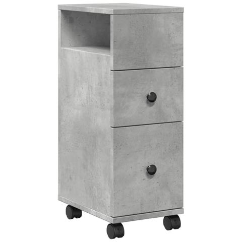 Mobile da Bagno Stretto con Ruote Grigio Cemento in Truciolato - Foto 1