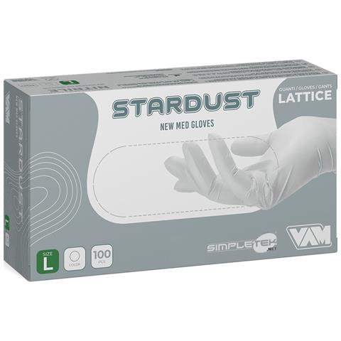 100 X Guanti In Lattice New Med Stardust Bianchi Taglia L Latex Bianco - Foto 1