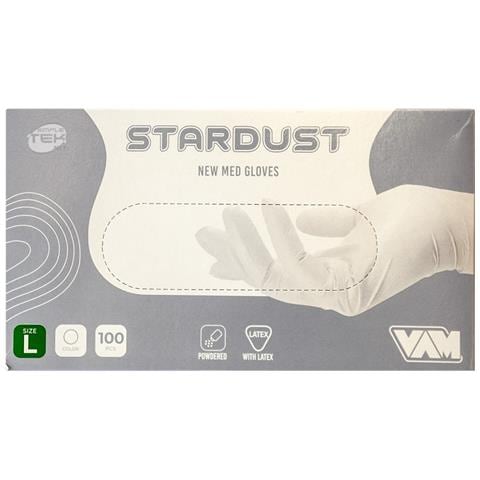 100 X Guanti In Lattice New Med Stardust Bianchi Taglia L Latex Bianco - Foto 2