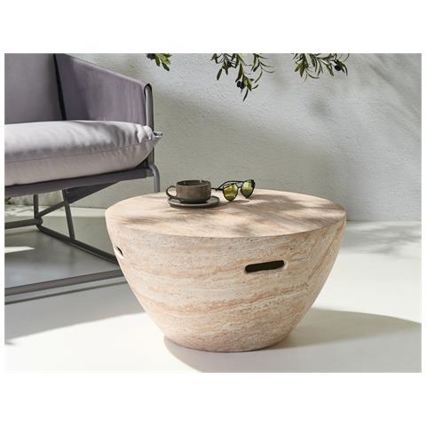 Tavolino Da Caffè Vicarello 68 Cm 68 Cm Effetto Travertino - Foto 1