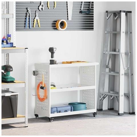 Carrello per Attrezzi con lo scaffale Bianco 75 x 35 x 73 cm - Foto 2
