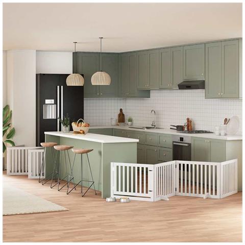 Cancello Cani Porta Pieghevole Bianco 12 Pannelli 960 cm Pioppo - Foto 2