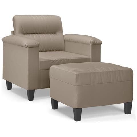 Poltrona con Poggiapiedi tortora 60 cm in Tessuto Microfibra - Foto 1