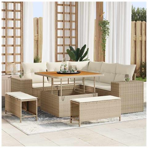 Set Divano da Giardino 8 pcs Beige polyrattan - Foto 2