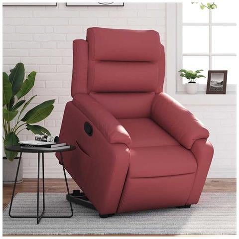 Poltrona Alzapersona Reclinabile Rosso Vino in Similpelle - Foto 2