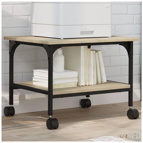 Supporto Stampante 2 Piani Rovere Sonoma 50x40x38cm Multistrato - Foto 2