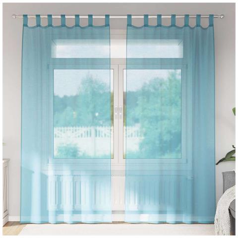 Tende in Voile con Tasche per Aste 2 pz Turchese - Foto 2