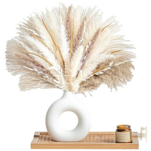 Bouquet Di Fiori Secchi 70 Steli - Decorazioni Bohemien Con Erba Di Pampas E Coda Di Coniglio - Foto 1