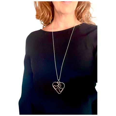 Collana Lunga In Catena Fine E Ciondolo Miss Heart In Argento Placcato - Foto 3