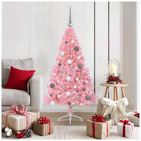 Albero di Natale artificiale con luci integrate Rosa 150 cm PVC - Foto 2