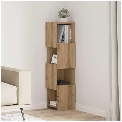 Mobile angolare Bianco 25,5x25x102cm Legno multistrato - Foto 2