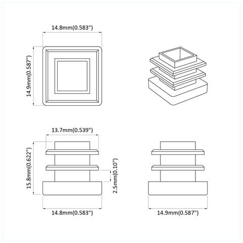 Tappi terminali 12 pcs Nero 15 x 15 x 15 mm PP - Foto 6